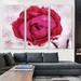 ARTCANVAS Flower Painting Home Decor - 3 Piece Wrapped Canvas Photograph Print Set Metal in Red | 40 H x 60 W x 0.75 D in | Wayfair