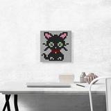 ARTCANVAS Cute Black Cat Kitten Jewel Pixel - Wrapped Canvas Graphic Art Print Canvas, Wood in Black/Gray | 12 H x 12 W x 1.5 D in | Wayfair