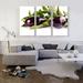 ARTCANVAS Eggplant Dinner Restaurant Decor - 3 Piece Wrapped Canvas Photograph Print Set Metal in Green/Indigo | 40 H x 60 W x 0.75 D in | Wayfair