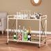 Everly Quinn Emsley Bar Cart Glass/Iron, Metal in Yellow | 32.25 H x 38.75 W x 23.25 D in | Wayfair 0D25E98EEB154947B92F39A81C5ECB1B