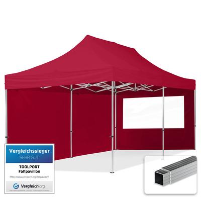 House Of Tents - 3x6 m Faltpavillon, economy Alu 32mm, Seitenteile mit Panoramafenstern, rot Image