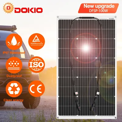 Dokio-Panneaux solaires flexibles étanches 18V 100W chargeur 12V pour maison voiture camping