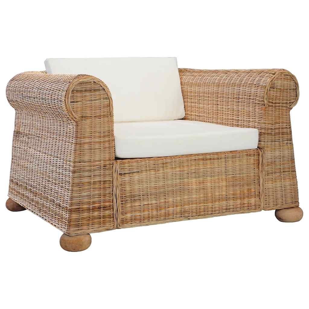 vidaXL Sessel mit Kissen Natur Rattan Image