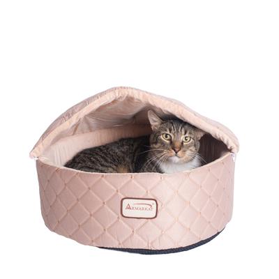 Armarkat Light Apricot Cuddle Cave Pet Bed, 17" L X 16" W X 13" H, Small, Pink / Tan