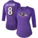 Women's Majestic Threads Lamar Jackson Purple Baltimore Ravens Player Name & Number Tri-Blend 3/4-Sleeve Fitted T-Shirt