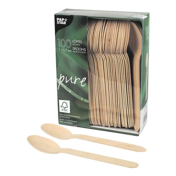 Papstar Einweg-Holzlöffel »pure«, 100 Stück braun Image
