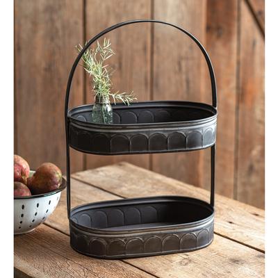 Two-Tiered Corrugated Oval Tray - Black - CTW Home Collection 370283