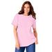 Plus Size Women's Thermal Short-Sleeve Satin-Trim Tee by Woman Within in Pink (Size M) Shirt