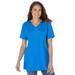 Plus Size Women's Embroidered V-Neck Tee by Woman Within in Bright Cobalt Paisley Embroidery (Size 1X)