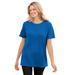 Plus Size Women's Thermal Short-Sleeve Satin-Trim Tee by Woman Within in Bright Cobalt (Size S) Shirt