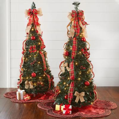 Fully Decorated Pre-Lit 4' Pop-Up Christmas Tree by BrylaneHome in Plaid