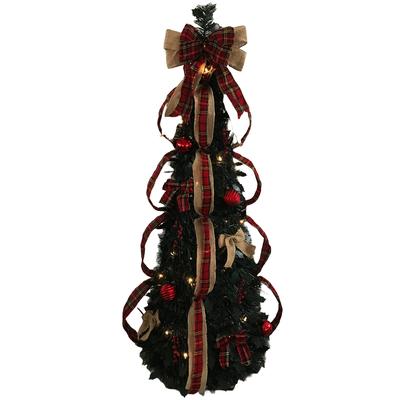 Fully Decorated Pre-Lit 4' Pop-Up Christmas Tree by BrylaneHome in Plaid