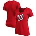 Women's Fanatics Branded Red Washington Nationals Plus Size Core Official Logo V-Neck T-Shirt