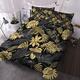BlessLiving Tropical Duvet Cover Black and Gold Tropical Leaves Bedding Set 3 Pieces Exotic Botanical Design Watercolor Quilt Cover and 2 Jungle Leaves Pillow Covers (Super King)