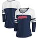 Women's Fanatics Branded Heathered Navy/White Cleveland Indians Official Wordmark 3/4 Sleeve V-Neck Tri-Blend T-Shirt