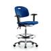 Inbox Zero Newport Industrial Polyurethane Clean Room Chair - High Bench Height Aluminum/Upholstered in Blue | 50 H x 25 W x 25 D in | Wayfair