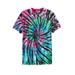 Men's Big & Tall Lightweight Longer-Length Tie-Dye Crewneck by KingSize in Black Tie Dye (Size 2XL)