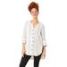 Plus Size Women's Striped Linen Blend Tunic by ellos in White Black Stripe (Size 12)