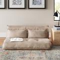 Three Posts™ Teen Nevaeh 45.6" Armless Sofa Faux Leather/Polyester in White/Brown | 4.3 H x 43.3 W x 90.5 D in | Wayfair