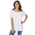 Plus Size Women's Off Shoulder Ruffle Tee by Woman Within in White (Size 34/36) Shirt