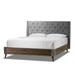 Arlo Silver Grey Velvet Queen Bed with Wings and Button Tufting - Glamour Home GHUB-1380