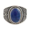 Falling in Blue,'Men's Sterling Silver and Lapis Lazuli Cocktail Ring'