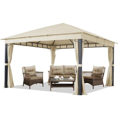 Gartenpavillon 4x4m alu premium ca. 220g/m² Dachplane wasserdicht, Pavillon Gartenzelt 4 Image