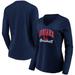 Women's Fanatics Branded Navy Cleveland Indians Victory Script V-Neck Long Sleeve T-Shirt