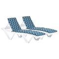 Harbour Housewares 2x Navy Moroccan 180cm x 50cm Sun Lounger Cushions - Replacement Outdoor Garden Patio Sunbed Chair Pad - Master Range Cushion Only