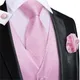 Hi-aught-Ensemble de boutons de manchette Hanky pour hommes gilet émaillé rose pêche de mariage