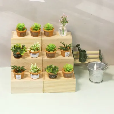 Mini plante verte en pot pour maison de courses décalcomanies miniatures haute qualité nouveauté