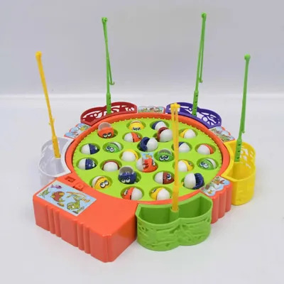 Ensemble de jouets de pêche colorés avec plateau tournant électronique et 24 poissons