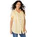 Plus Size Women's Seersucker Big Shirt by Roaman's in Yellow Seersucker Stripe (Size 30 W)