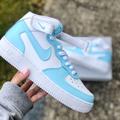 Nike Shoes | Custom Painted “Bbygrl Blue” Nike Air Force 1s | Color: Blue/White | Size: Various