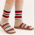 Free People Shoes | Camp Wandawega Moccasin Stitch Camp Socks | Color: Gray/Red | Size: 7