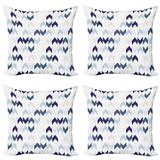 East Urban Home Ambesonne Navy Throw Pillow Cushion Case Pack Of 4, Abstract Ikat Primitive Ethnic Chevron Zigzag Folk Traditional Image | Wayfair