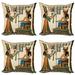 East Urban Home Ambesonne Egyptian Print Decorative Throw Pillow Case Pack Of 4, Old Papyrus Depicting Queen Nefertari Historical Empire Art | Wayfair
