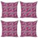 East Urban Home Ambesonne Pink & Grey Throw Pillow Cushion Case Pack Of 4, Doodle Style Lace Swirled Circle Flower Pattern Ornamental Flourish | Wayfair