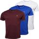 883 Police Mens Short Sleeve Jersey T Shirts Straight Hem 3 Pack (Electric Blue/White/Burgundy, M)