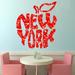 Trinx New York Apple Wall Decal, New York Apple Wall Sticker, New York Apple Wall Decor Vinyl in Red/Gray | 46 H x 50 W in | Wayfair