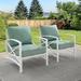 Wade Logan® Mosier Patio Chair w/ Cushions, Steel in Gray/White | 32 H x 29 W x 30.5 D in | Wayfair 42A13CE6AE63473BBBA6FB136C26509C