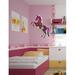 Zoomie Kids Floral Unicorn Decal, Floral Unicorn Sticker, Floral Unicorn Wall Decor Vinyl in Pink/Black/Indigo | 39 H x 33 W in | Wayfair