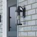 Williston Forge Syble Matte Black Farmhouse Outdoor Sconce Lantern Coach Light Glass/Metal/Steel in Black/Gray | 15.5 H x 7 W x 7.75 D in | Wayfair