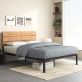 Ebern Designs Sanayah Platform Bed Solid Wood/Metal in Brown/Green | 41.5 H x 61 W x 80.5 D in | Wayfair 76C6A1BA8D9F4DCF86597E64E327601F