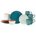 Baum Tangiers 16 Piece Stoneware Dinnerware Set, Service for 4 Ceramic/Earthenware/Stoneware in Green/Blue | Wayfair TANGT16