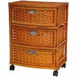 Bay Isle Home™ Tianna 3 Drawer Storage Chest Solid Wood/Wicker in Brown | 23.5 H x 17.25 W x 13 D in | Wayfair EC1DA8DB95D642DBA44F2FE3EEE8A68F