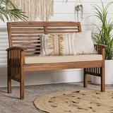 Winston Porter Tournesol 48" Wide Outdoor Loveseat w/ Cushions Wood/Natural Hardwoods in Brown | 37 H x 48 W x 24 D in | Wayfair