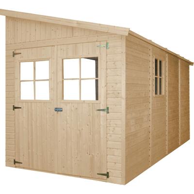 Timbela - Holz Gartenschuppen (ohne Seitenwand) - Abstellkammer mit Fenstern - H244x211x416 cm/8 m2 Image