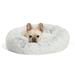 The Original Calming Donut Frost Shag Cuddler Dog Bed, 23" L X 23" W X 9" H, Small, Off-White / Grey