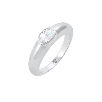 Elli Bandring Zirkonia Oval Solitär 925 Sterling Silber 54 Damen Image